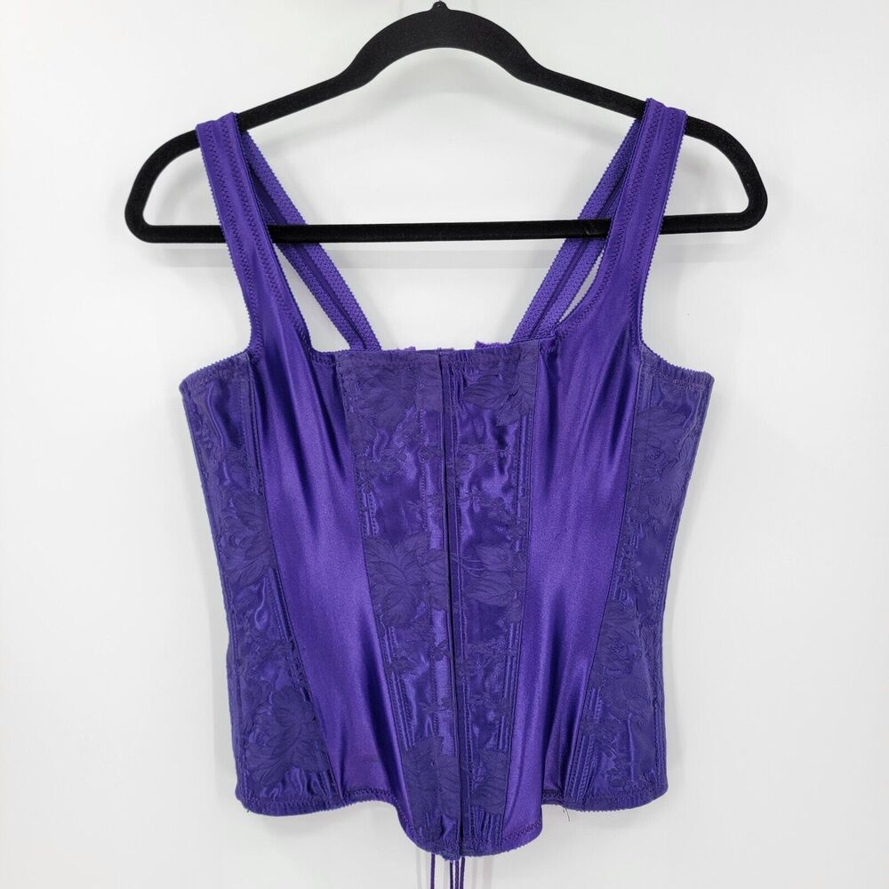 Vintage Empire Intimates Women's 38 Purple Brocade Bustier Overbust Corset USA